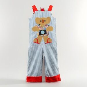 RARE Vintage 80/ 90s Chocolate Soup Teddy Bear Overalls | Kids Size 5